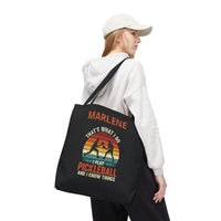 Load image into Gallery viewer, "That's What I Do I Play Pickleball and I Know Things" 1 - Canvas Tote 18" x 18" - PERSONALIZED