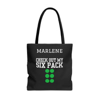 Load image into Gallery viewer, "Check Out My Six Pack" 1 - Canvas Tote 18" x 18" - PERSONALIZED