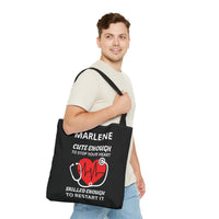 Load image into Gallery viewer, "Cute Enough To Stop Your Heart Skilled Enough To Restart It" 1 - Canvas Tote 18" x 18" - PERSONALIZED