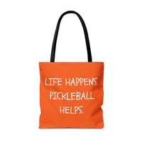 Load image into Gallery viewer, "Life Happens Pickleball Helps" 1 - Canvas Tote 18" x 18"
