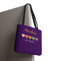 Load image into Gallery viewer, "Be Kind Hearts" 2 - Canvas Tote 18" x 18" - PERSONALIZED