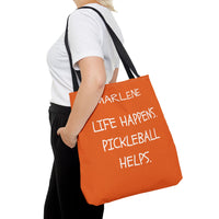 Load image into Gallery viewer, "Life Happens Pickleball Helps" 1 - Canvas Tote 18" x 18" - PERSONALIZED