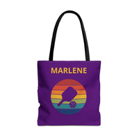 Load image into Gallery viewer, "Pickleball Paddle Ball Retro Circle" 2 - Canvas Tote 18" x 18" - PERSONALIZED