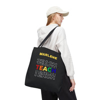 Load image into Gallery viewer, "Teach" Repeat 2 - Canvas Tote 18" x 18" - PERSONALIZED