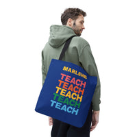 Load image into Gallery viewer, "Teach" Repeat 1 - Canvas Tote 18" x 18" - PERSONALIZED