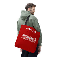 Load image into Gallery viewer, "Pickleball Keeping Women Out Of The Kitchen Since 1965" 1 - Canvas Tote 18" x 18" - PERSONALIZED