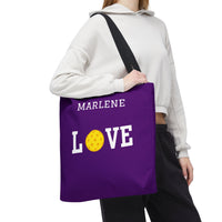 Load image into Gallery viewer, "LOVE Pickleball" 1 - Yellow - Canvas Tote 18" x 18" - PERSONALIZED