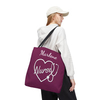 Load image into Gallery viewer, "Nurse Heart Stethoscope" 4 - 18" x 18" Canvas Tote - PERSONALIZED