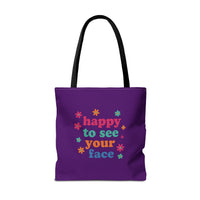 Load image into Gallery viewer, "Happy To See Your Face" 1 - Canvas Tote 18" x 18" - PERSONALIZED
