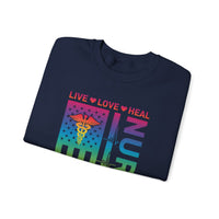 Load image into Gallery viewer, "Nurse Live Love Heal" 2 - Gildan 18000 Crewneck Sweatshirt