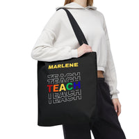 Load image into Gallery viewer, "Teach" Repeat 2 - Canvas Tote 18" x 18" - PERSONALIZED