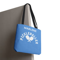Load image into Gallery viewer, "Pickleballer" 2 - Canvas Tote 18" x 18" - PERSONALIZED