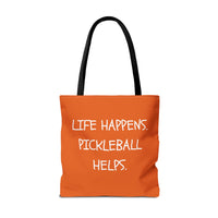 Load image into Gallery viewer, "Life Happens Pickleball Helps" 1 - Canvas Tote 18" x 18" - PERSONALIZED