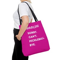 Load image into Gallery viewer, "Can't Pickleball" 3 - Sorry Can't Pickleball Bye - Canvas Tote 18" x 18" - PERSONALIZED
