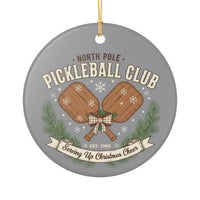Load image into Gallery viewer, "North Pole Pickleball Club Serving Up Christmas Cheer" 2 - 3 inch ceramic ornament pickleball gift