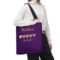 Load image into Gallery viewer, "Be Kind Hearts" 2 - Canvas Tote 18" x 18" - PERSONALIZED