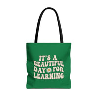 Load image into Gallery viewer, "It's a Beautiful Day For Learning" 1 - Canvas Tote 18" x 18"