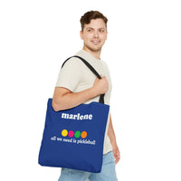 Load image into Gallery viewer, "All We Need Is Pickleball" 1 - Canvas Tote 18" x 18" - PERSONALIZED
