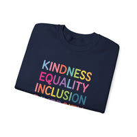 Load image into Gallery viewer, "Kindness Equality Inclusion Diversity Love" 1 - Gildan 18000 Crewneck Sweatshirt