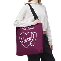 Load image into Gallery viewer, "Nurse Heart Stethoscope" 4 - 18" x 18" Canvas Tote - PERSONALIZED