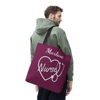 Load image into Gallery viewer, "Nurse Heart Stethoscope" 4 - 18" x 18" Canvas Tote - PERSONALIZED