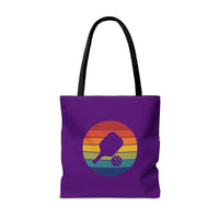 Load image into Gallery viewer, "Pickleball Paddle Ball Retro Circle" 2 - Canvas Tote 18" x 18" - PERSONALIZED