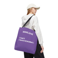 Load image into Gallery viewer, "Can't Pickleball" 1 - I Can't I Have Pickleball - Canvas Tote 18" x 18" - PERSONALIZED