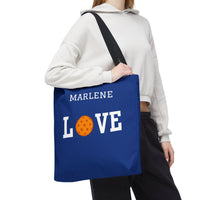 Load image into Gallery viewer, "LOVE Pickleball" 1 - Orange - Canvas Tote 18" x 18" - PERSONALIZED