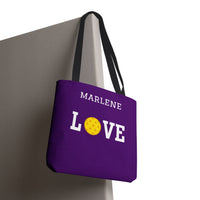 Load image into Gallery viewer, "LOVE Pickleball" 1 - Yellow - Canvas Tote 18" x 18" - PERSONALIZED