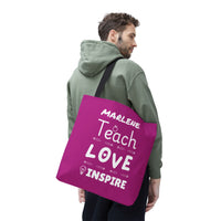 Load image into Gallery viewer, "Teach Love Inspire" 2 - Canvas Tote 18" x 18" - PERSONALIZED