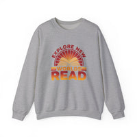 Load image into Gallery viewer, "Explore New Worlds READ" - Gildan 18000 Crewneck Sweatshirt