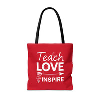 Load image into Gallery viewer, "Teach Love Inspire" 1 - Canvas Tote 18" x 18"