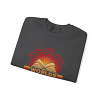 Load image into Gallery viewer, "Explore New Worlds READ" - Gildan 18000 Crewneck Sweatshirt
