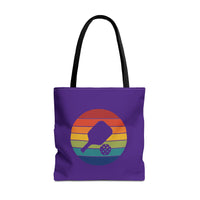 Load image into Gallery viewer, "Pickleball Paddle Ball Retro Circle" 2 - Canvas Tote 18" x 18"