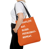 Load image into Gallery viewer, "Eat Sleep Pickleball Repeat" 1 - Canvas Tote 18" x 18" - PERSONALIZED