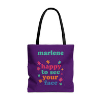 Load image into Gallery viewer, "Happy To See Your Face" 1 - Canvas Tote 18" x 18" - PERSONALIZED