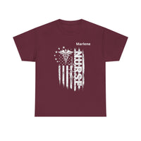 Load image into Gallery viewer, "Nurse Flag" 1 - Gildan 5000 Heavy Cotton Tee - PERSONALIZED