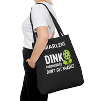 Load image into Gallery viewer, "Dink Responsibly Don't Get Smashed" 2 - Canvas Tote 18" x 18" - PERSONALIZED