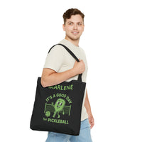 Load image into Gallery viewer, "It's A Good Day To Play Pickleball" 5 - Canvas Tote 18" x 18" - PERSONALIZED