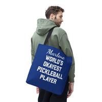 Load image into Gallery viewer, "World's Okayest Pickleball Player" 1 - Canvas Tote 18" x 18" - PERSONALIZED