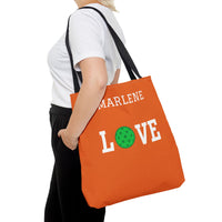 Load image into Gallery viewer, "LOVE Pickleball" 1 - Green - Canvas Tote 18" x 18" - PERSONALIZED