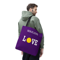 Load image into Gallery viewer, "LOVE Pickleball" 1 - Yellow - Canvas Tote 18" x 18" - PERSONALIZED