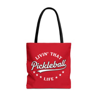 Load image into Gallery viewer, "Livin' That Pickleball Life" 2 - Canvas Tote 18" x 18"