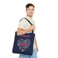 Load image into Gallery viewer, "Nurse Heart Tools" 2 - Canvas Tote 18" x 18" - PERSONALIZED