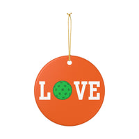 Load image into Gallery viewer, "LOVE Pickleball" 1 Green - 3 Inch Ceramic Ornament Pickleball Gift