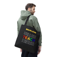 Load image into Gallery viewer, "Teach" Repeat 2 - Canvas Tote 18" x 18" - PERSONALIZED