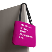Load image into Gallery viewer, "Can't Pickleball" 3 - Sorry Can't Pickleball Bye - Canvas Tote 18" x 18" - PERSONALIZED