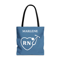Load image into Gallery viewer, "RN Stethoscope Heart" 1 - Canvas Tote 18" x 18" - PERSONALIZED