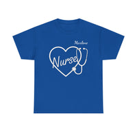 Load image into Gallery viewer, "Nurse Heart Stethoscope" 4 - Gildan 5000 Heavy Cotton Tee - PERSONALIZED