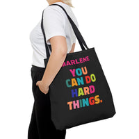 Load image into Gallery viewer, "You Can Do Hard Things" 2 - Canvas Tote 18" x 18" - PERSONALIZED